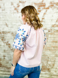 THML Amanda Embroidered Textured Top