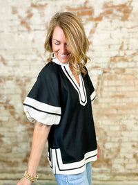 Traci Bubble Sleeve Contrast Top