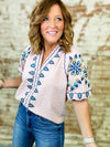 THML Amanda Embroidered Textured Top