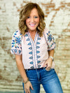 THML Amanda Embroidered Textured Top