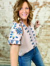 THML Amanda Embroidered Textured Top