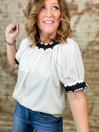 Rita Applique Accent Top