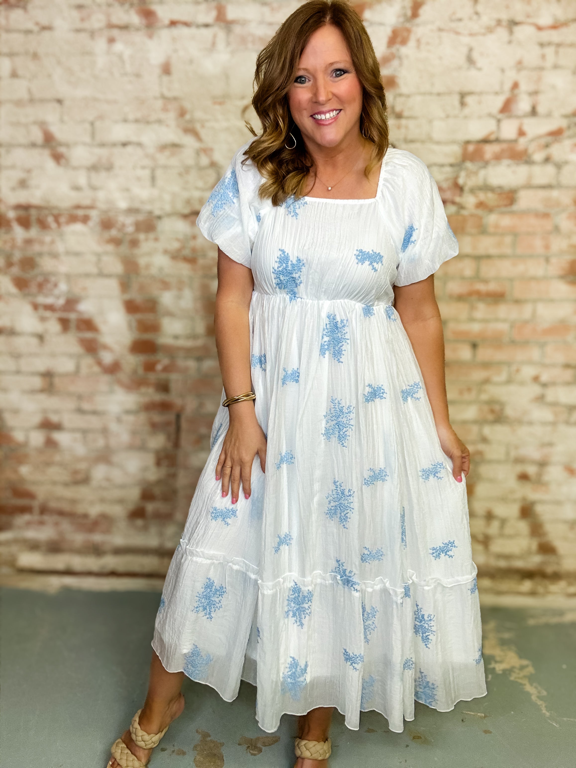 Catherine Embroidered Midi Dress