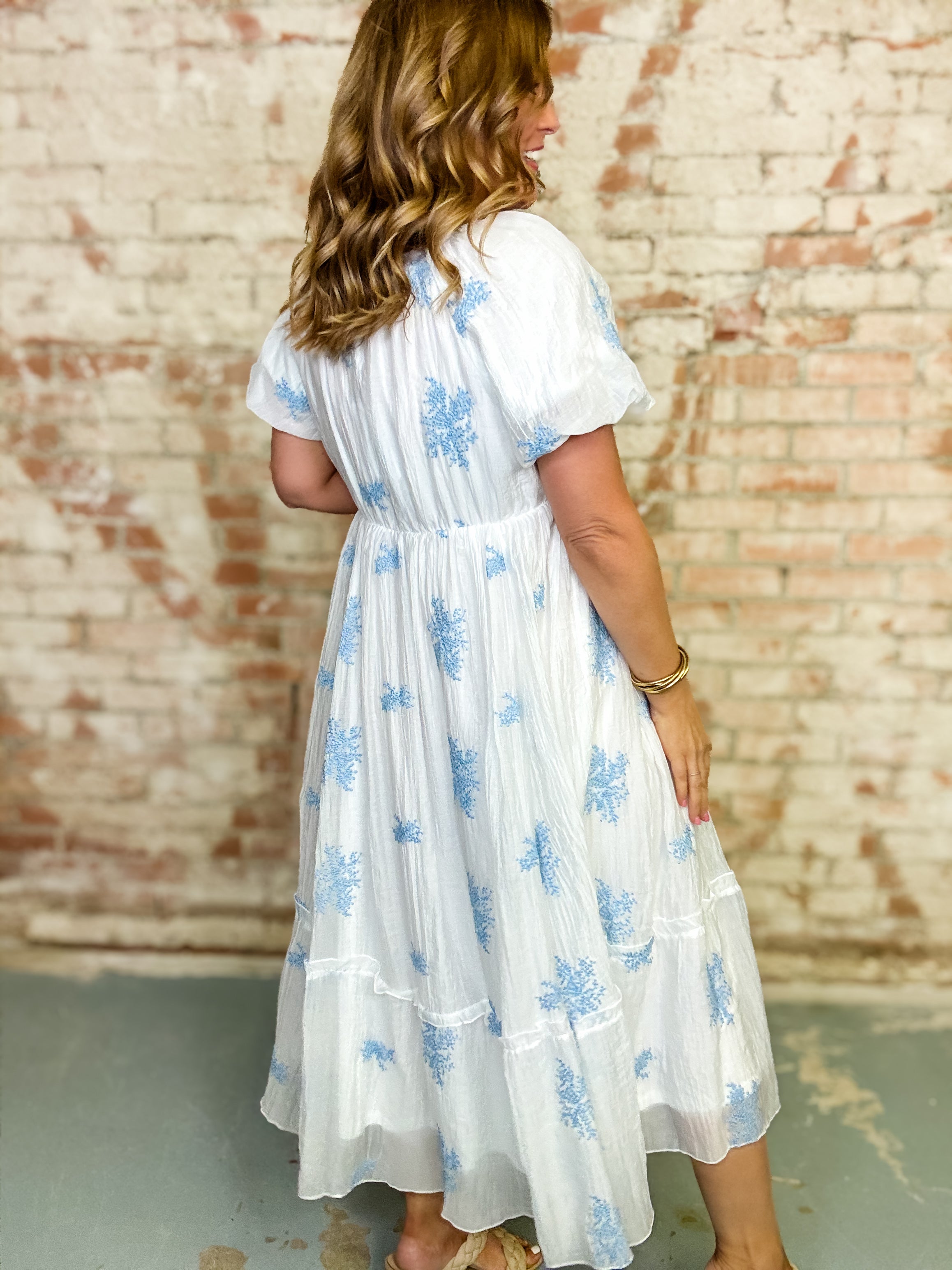 Catherine Embroidered Midi Dress