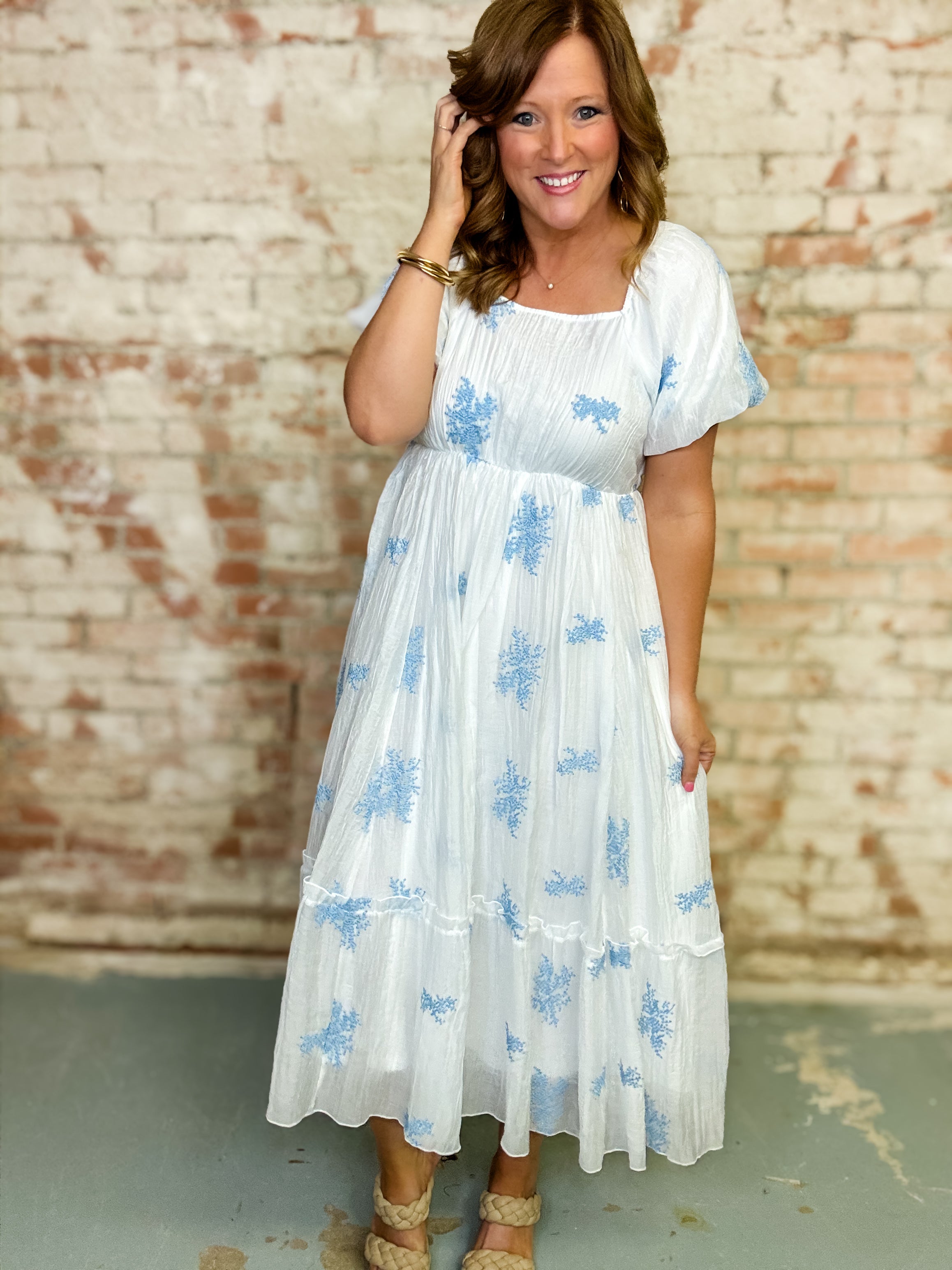 Catherine Embroidered Midi Dress