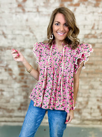 Clifton Pintuck Floral Top