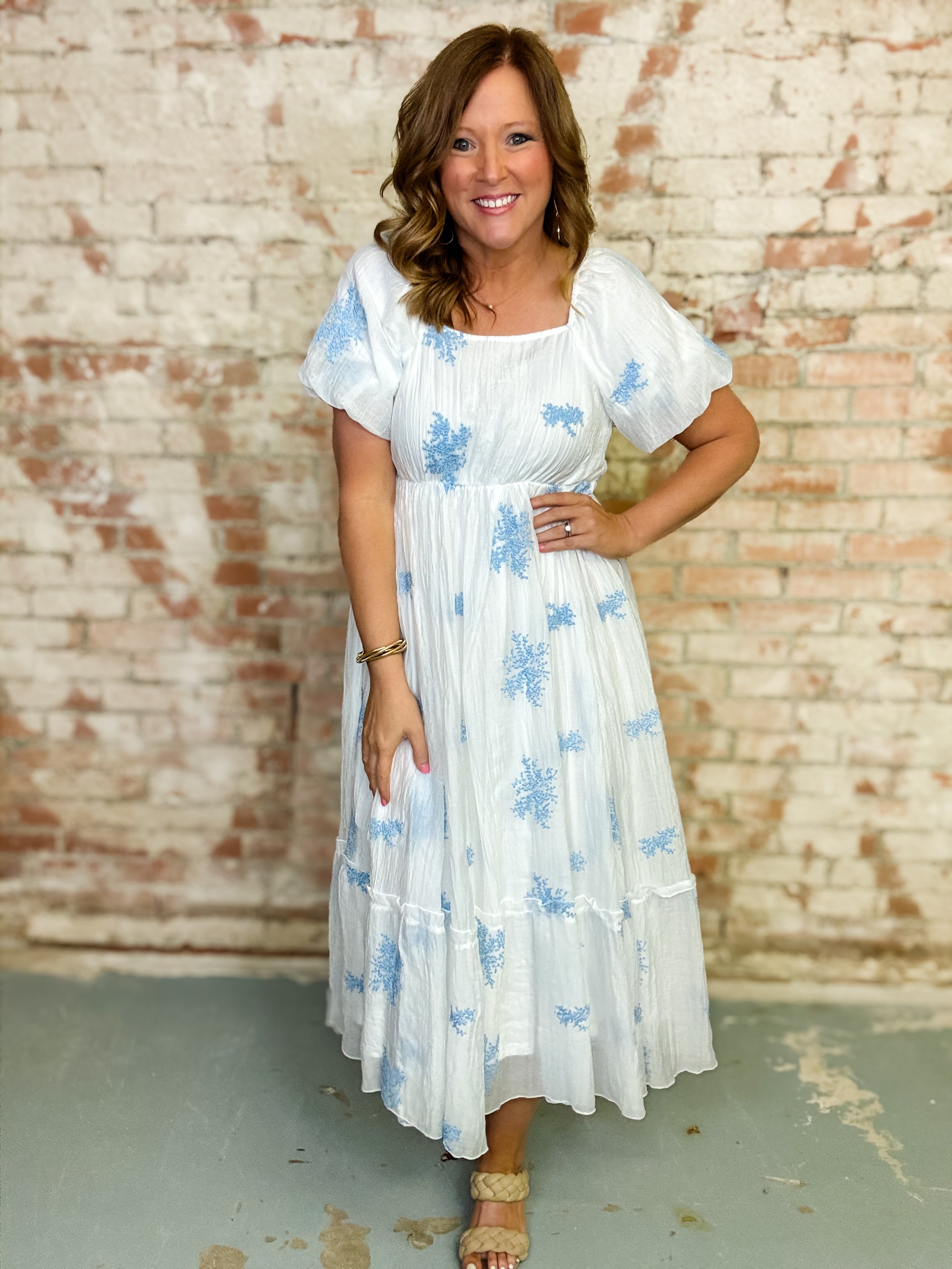 Catherine Embroidered Midi Dress