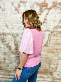 McPherson Textured Sleeve Tweed Top