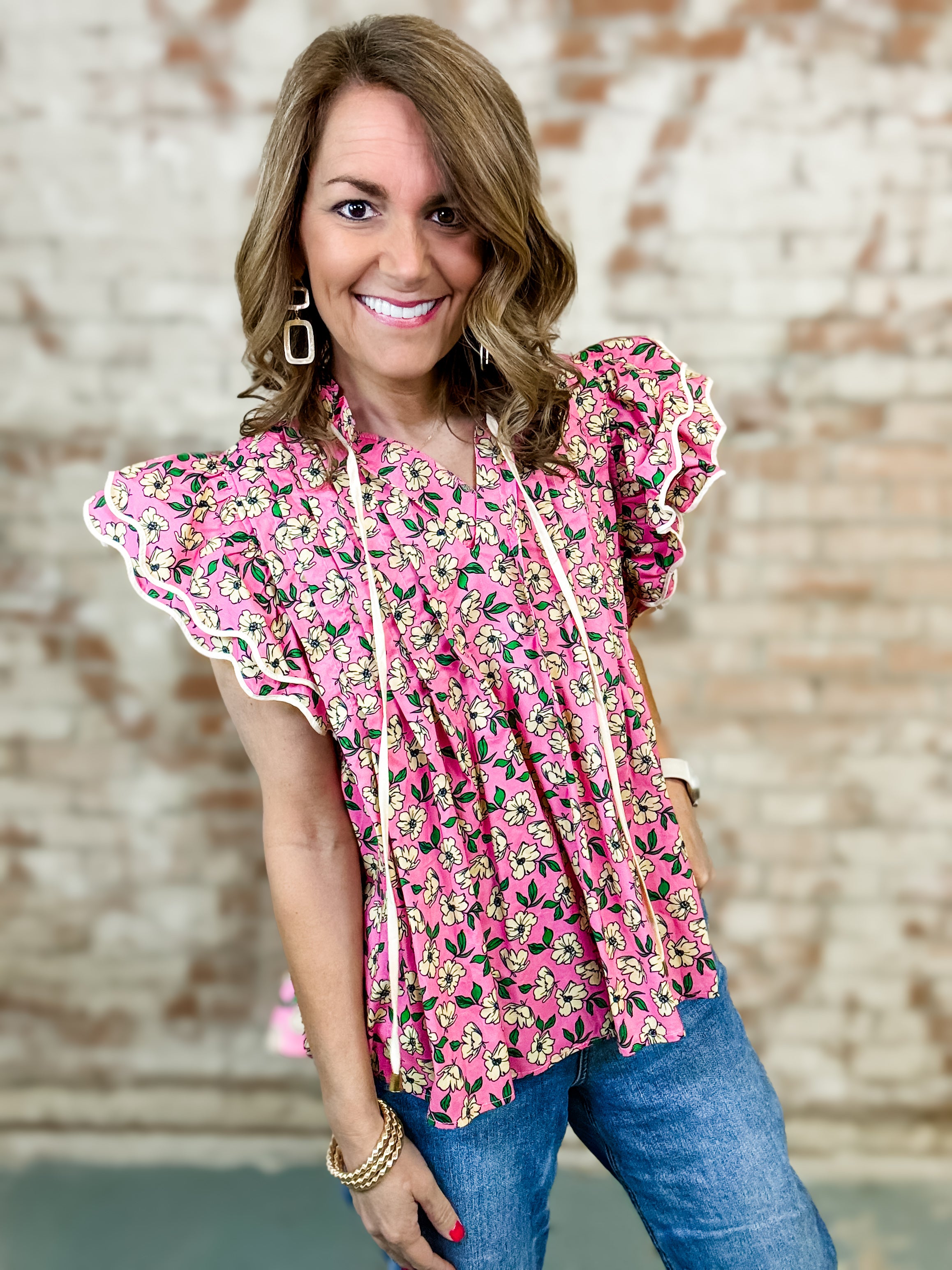 Clifton Pintuck Floral Top