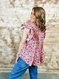Clifton Pintuck Floral Top