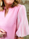 McPherson Textured Sleeve Tweed Top