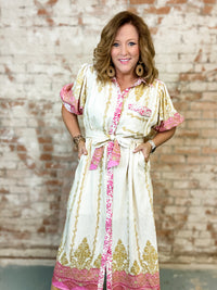 Penny Border Accent Midi Dress