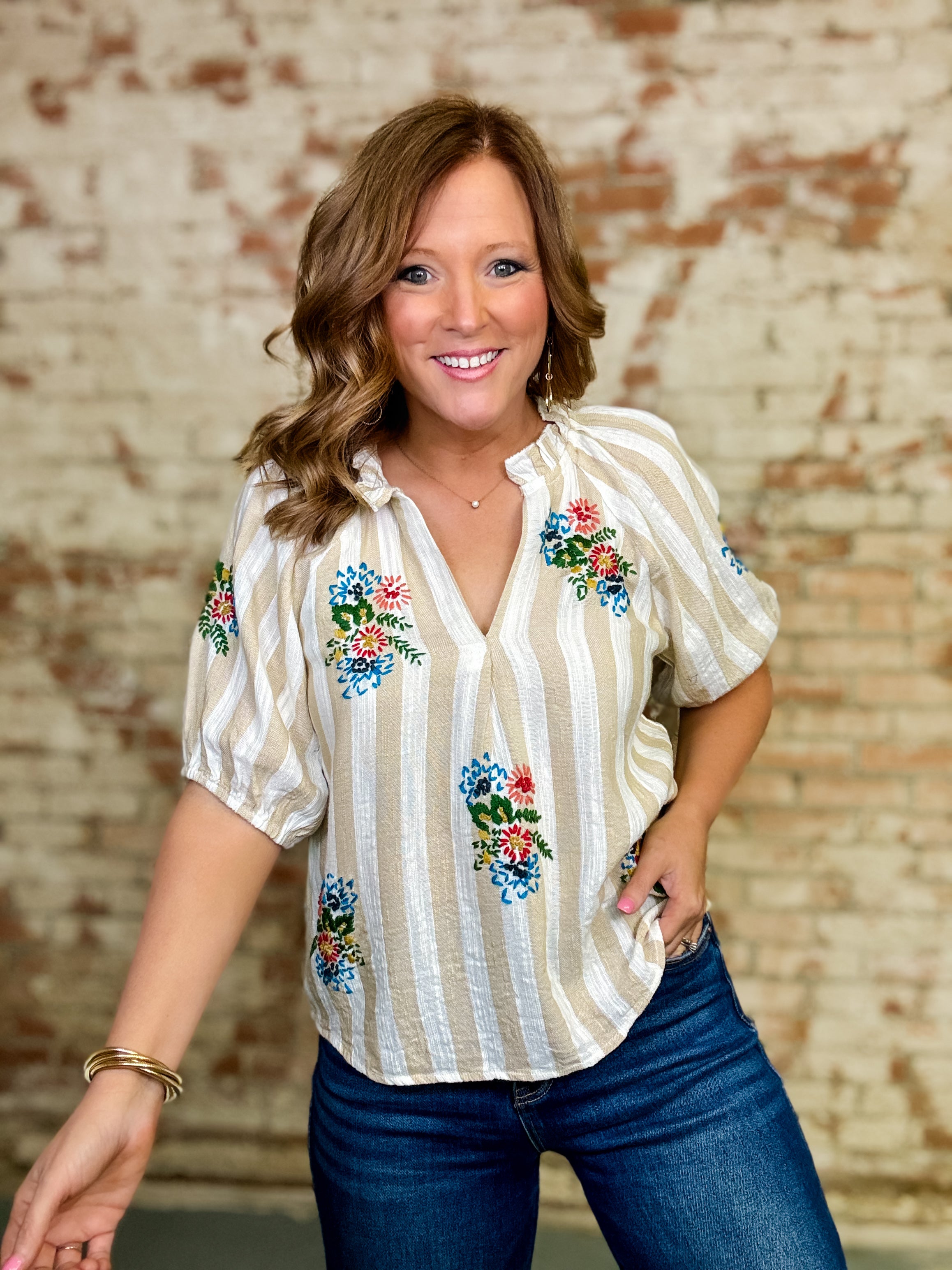THML Makenna Embroidered Top