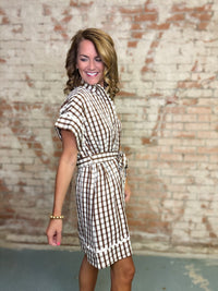 Carmen Gingham Belted Dress