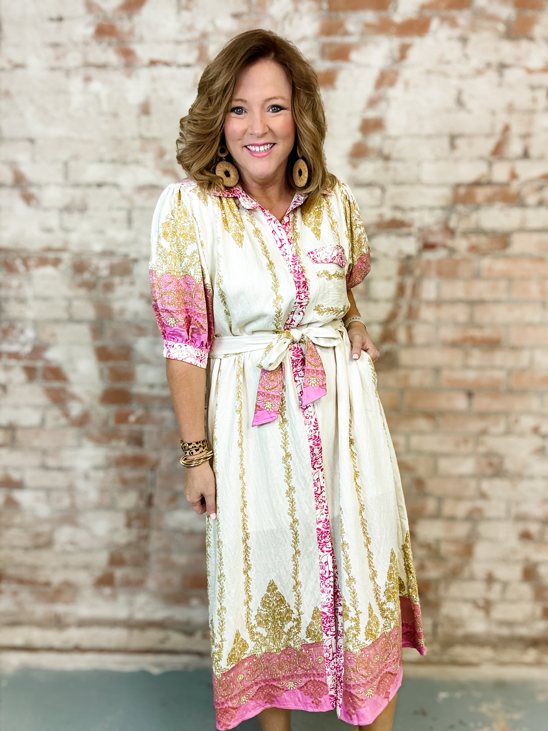 Penny Border Accent Midi Dress
