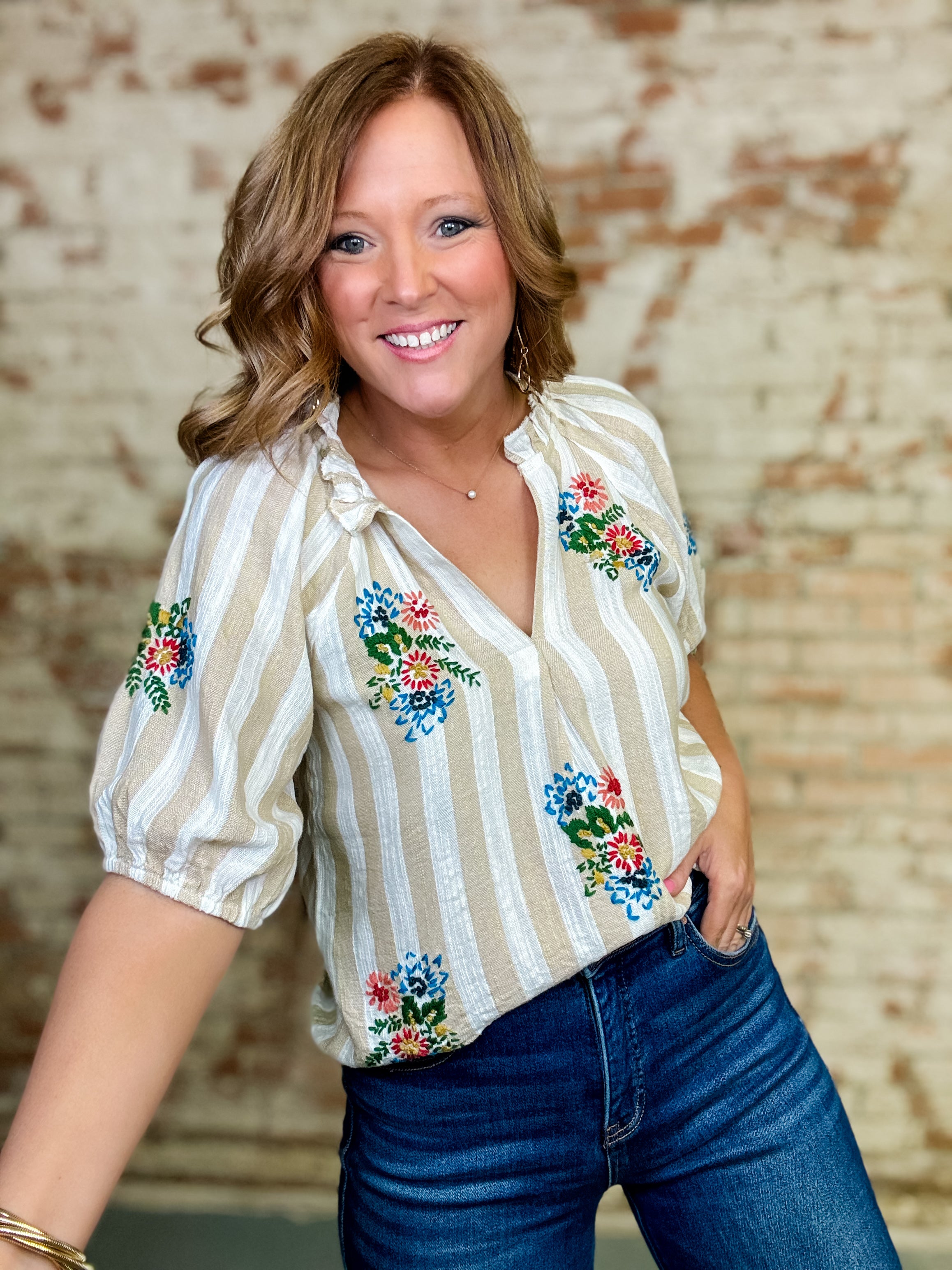 THML Makenna Embroidered Top