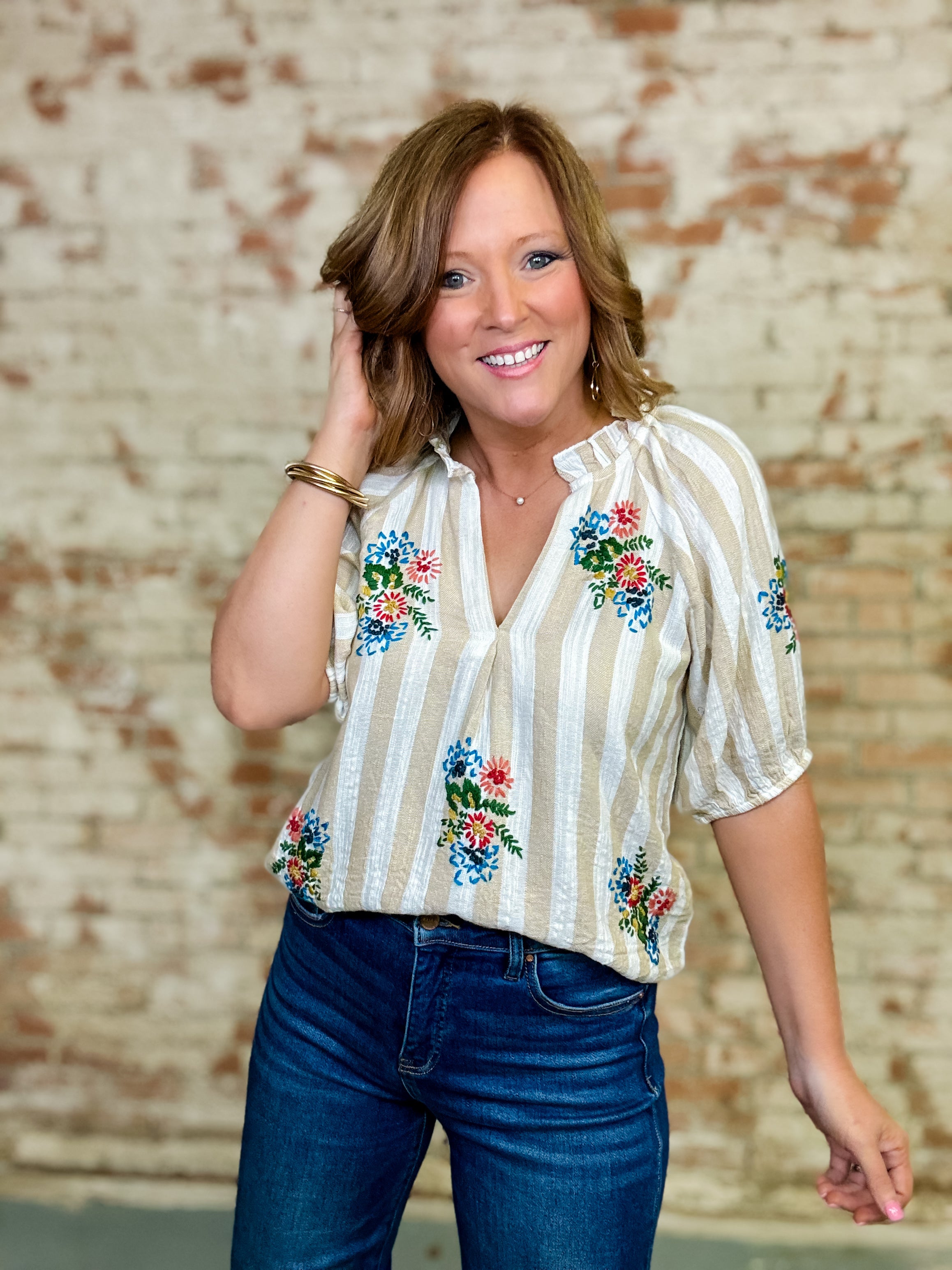 THML Makenna Embroidered Top