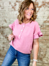 Gretchen Washed Half Button Top