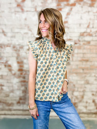 THML Arielle Floral Button Front Top