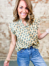 THML Arielle Floral Button Front Top