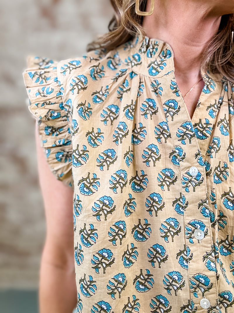 THML Arielle Floral Button Front Top