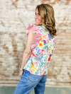 Martina Floral + Stripe Ruffly Top