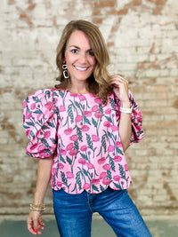 Janet Scallop Hem Floral Top