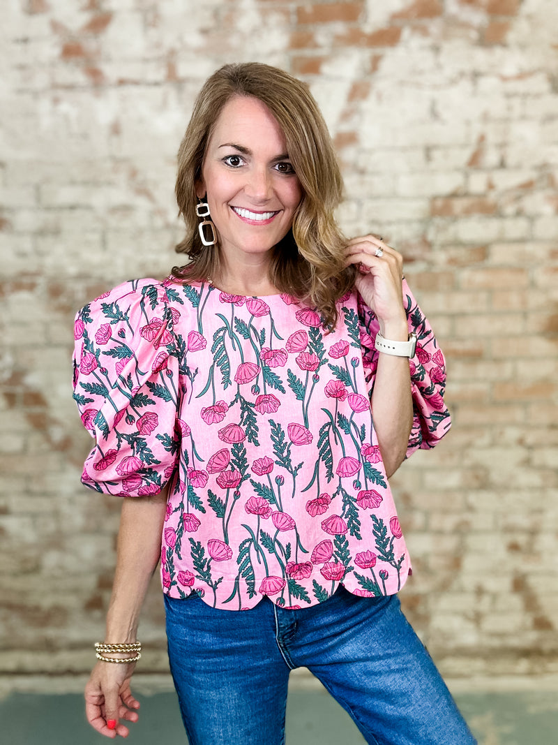 Janet Scallop Hem Floral Top