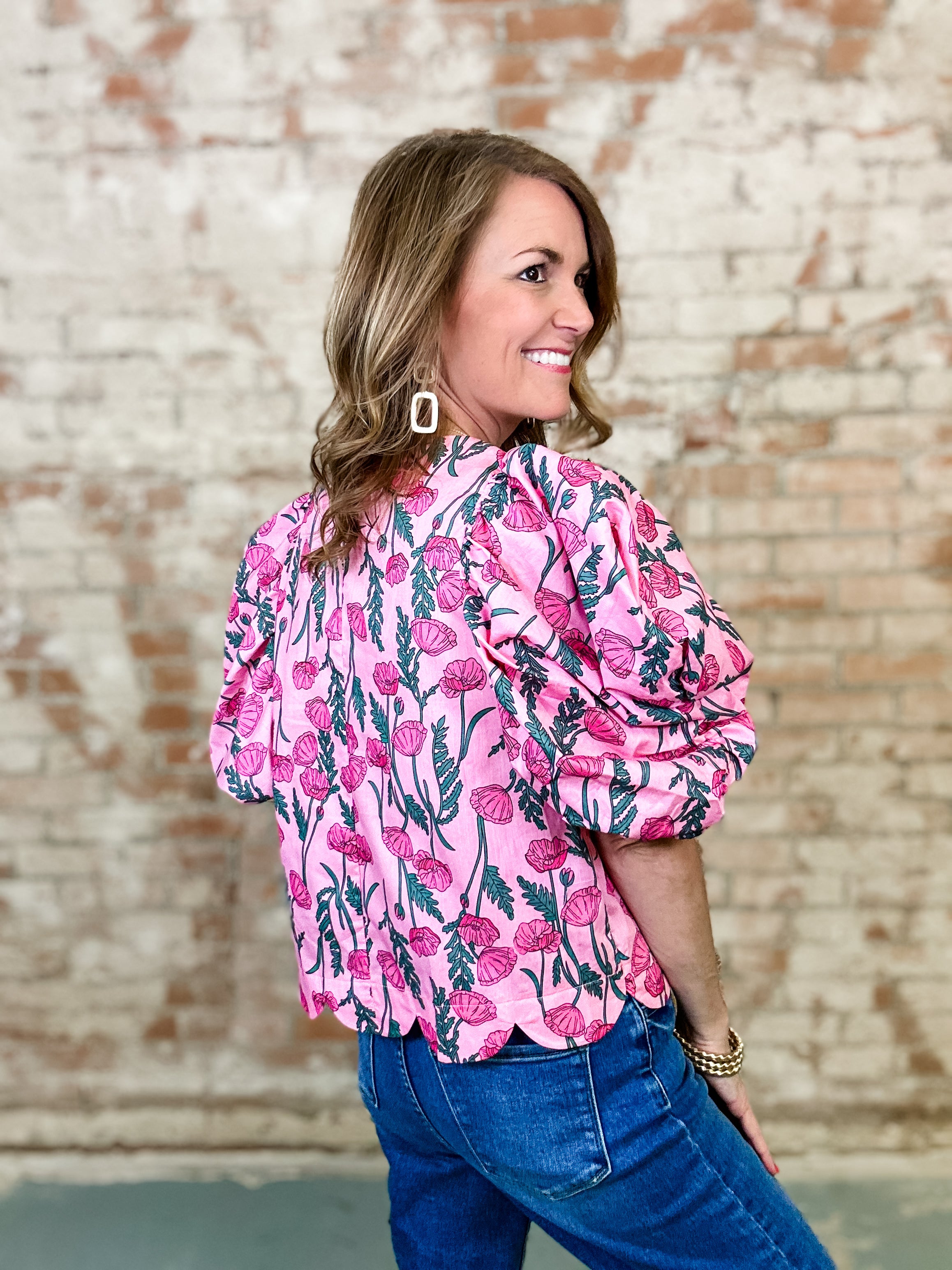 Janet Scallop Hem Floral Top