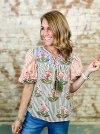 THML Kambry Embroidered Stripe Top