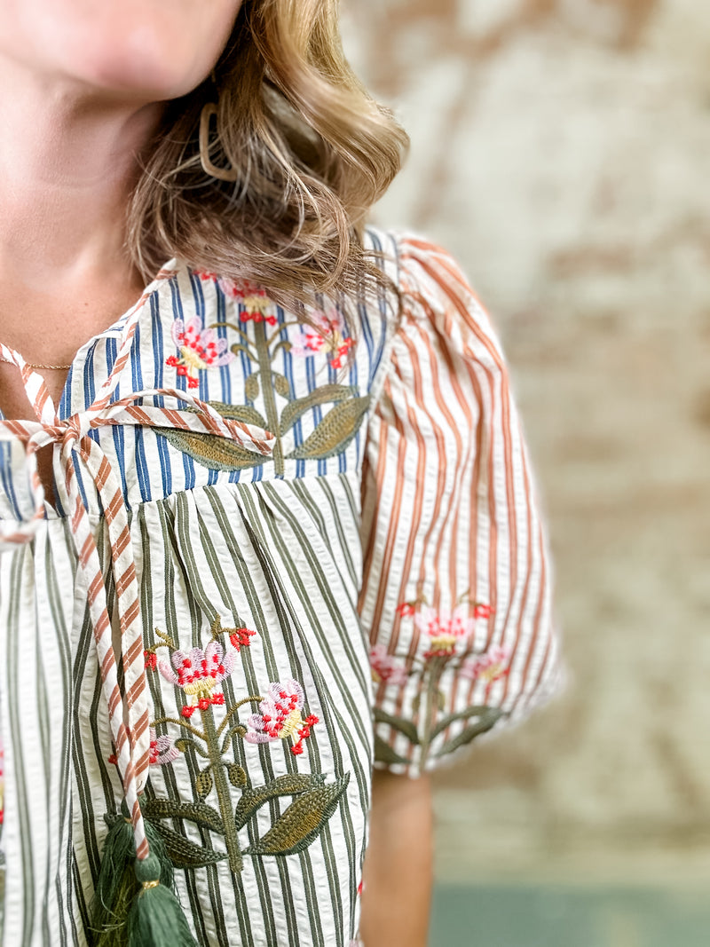 THML Kambry Embroidered Stripe Top