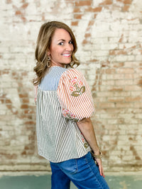 THML Kambry Embroidered Stripe Top