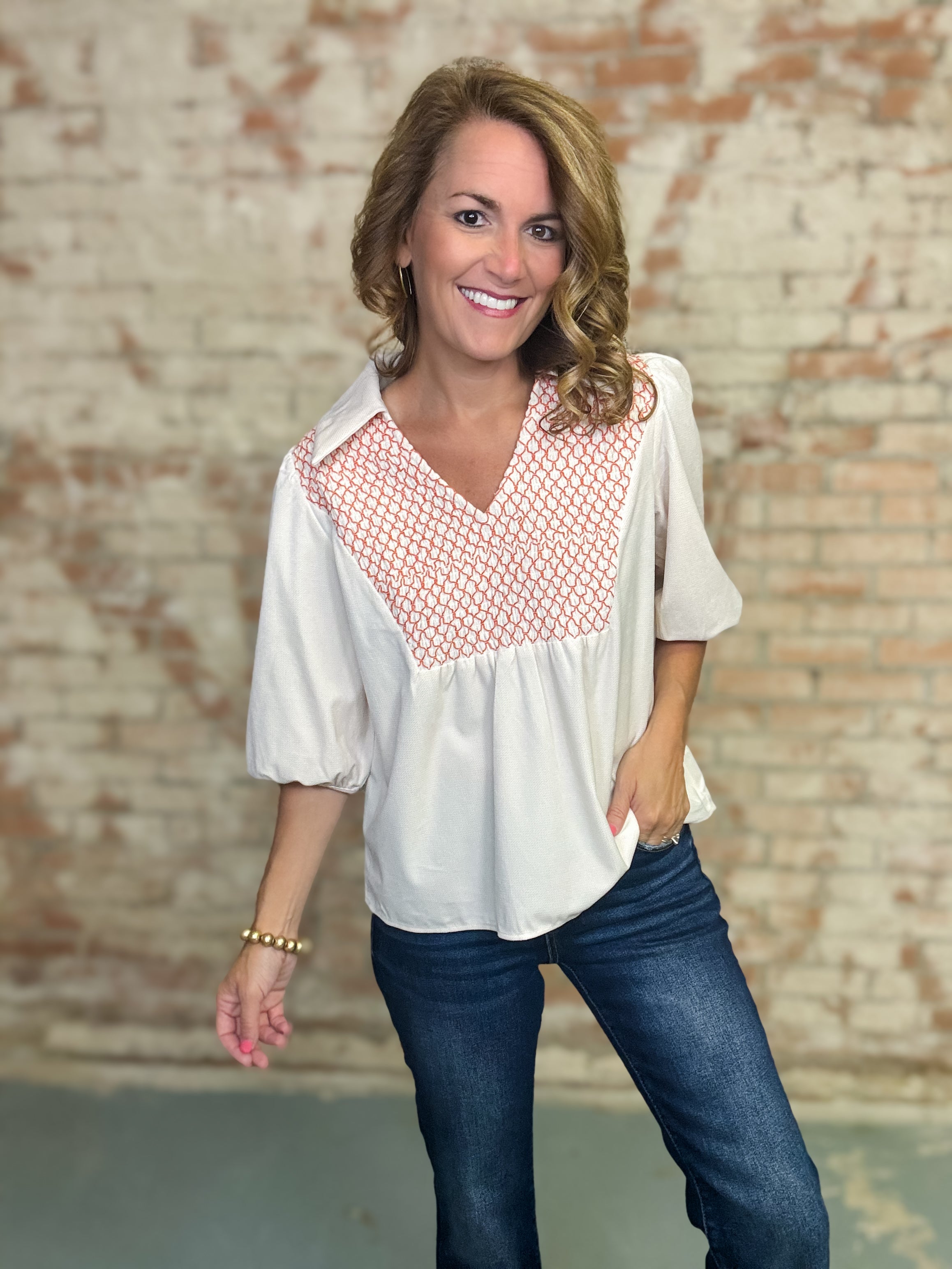 Vickie Smocked Top