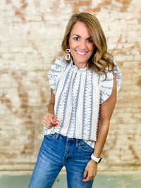 THML Lisa Embroidered Stripe Top