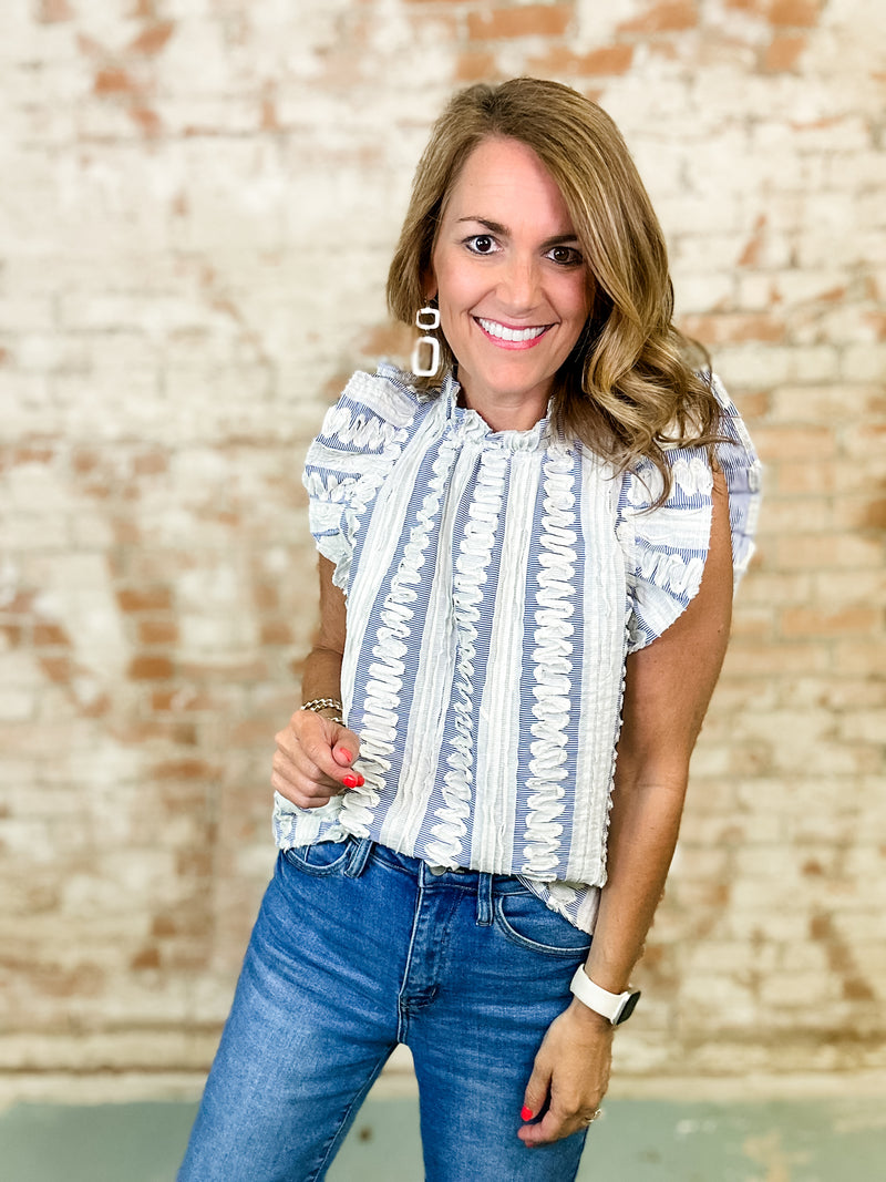 THML Lisa Embroidered Stripe Top