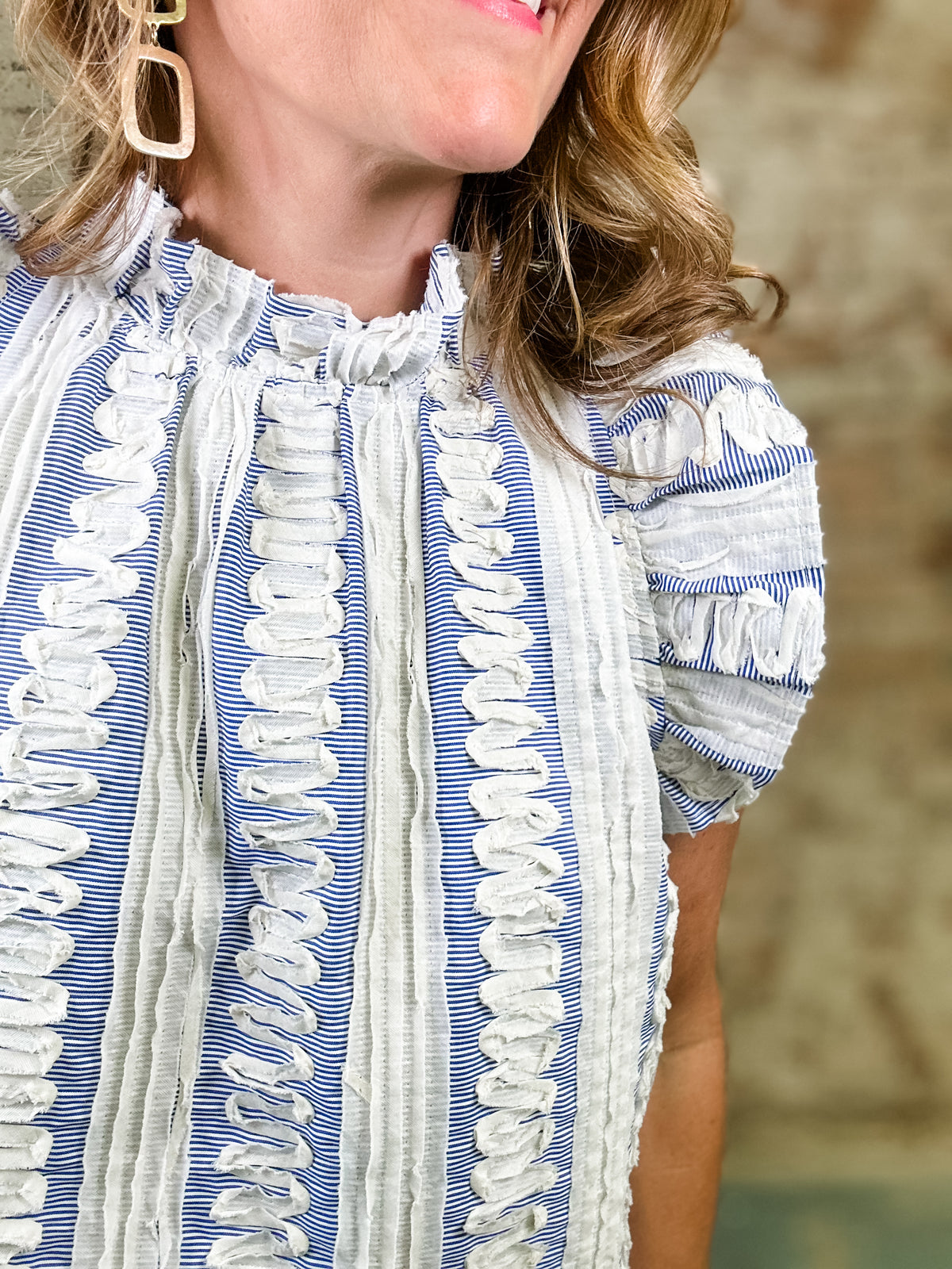 THML Lisa Embroidered Stripe Top