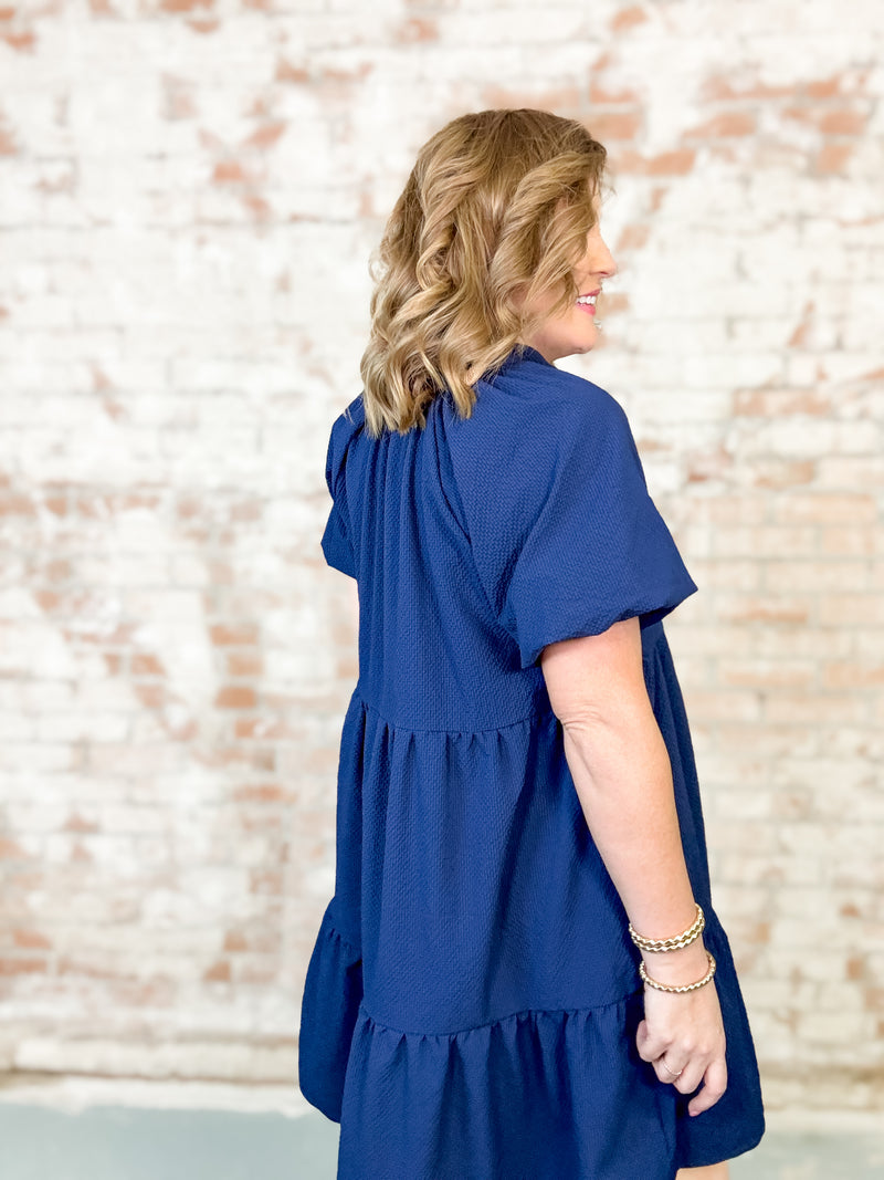 McCarthy Navy Tiered Dress