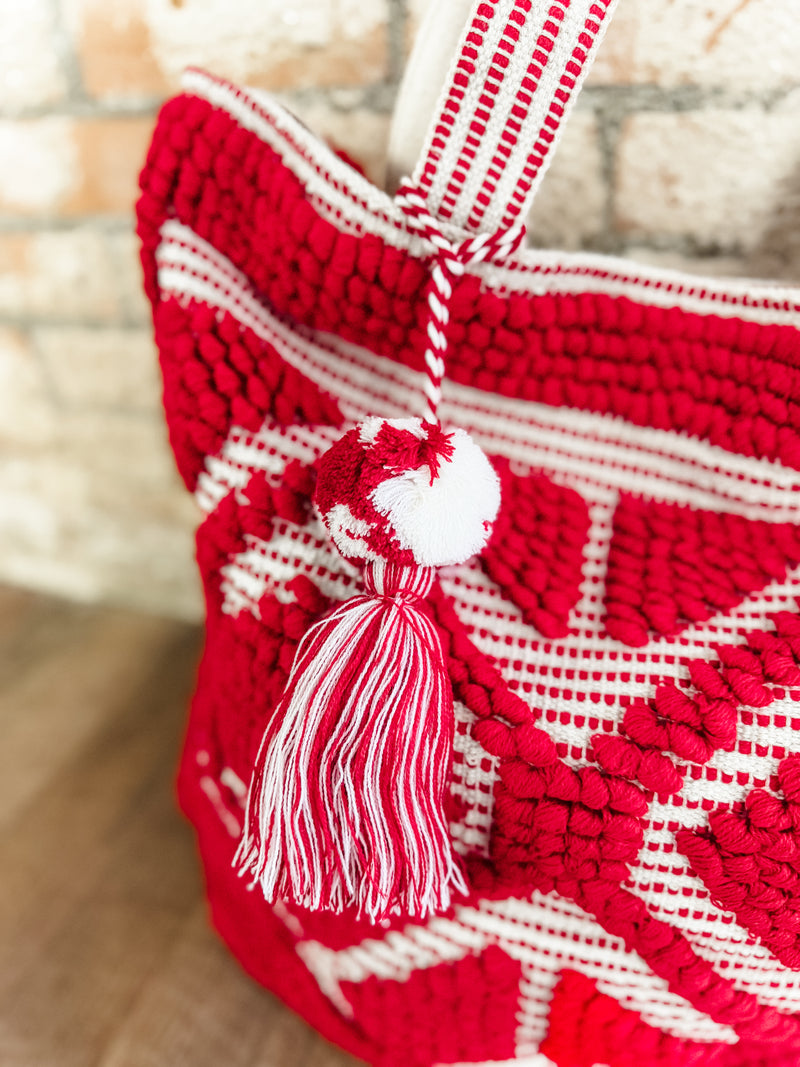 Scarlet Red Double Diamond Tote