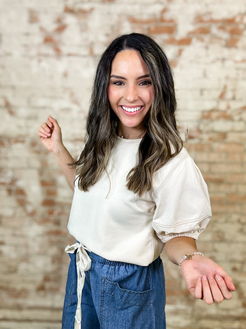 Candace Contrast Stitch Top