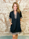 Wednesday Leopard Trim Dress