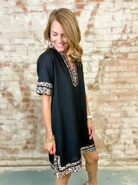 Wednesday Leopard Trim Dress