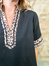 Wednesday Leopard Trim Dress