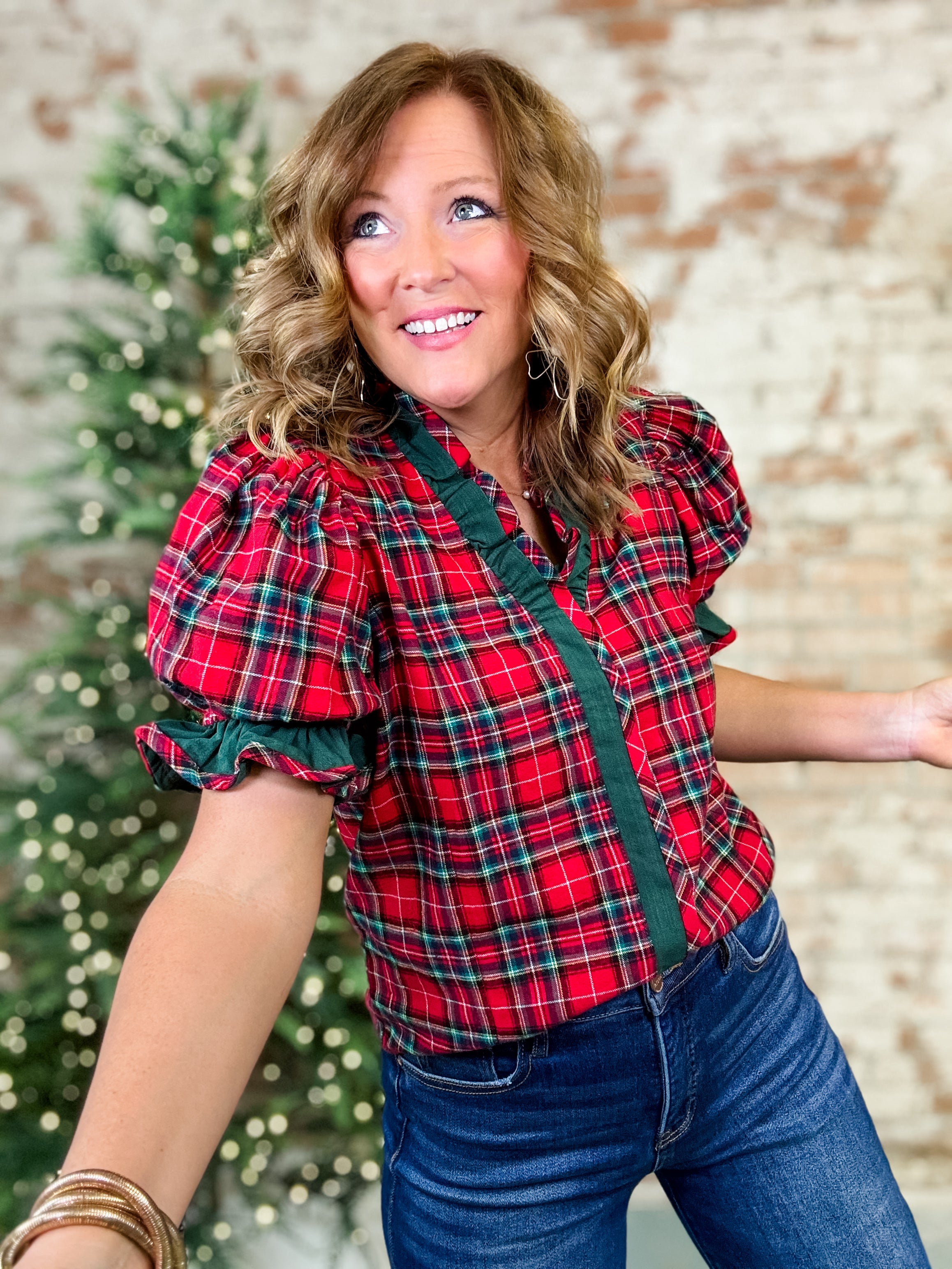 Glad Tidings Puff Sleeve Top