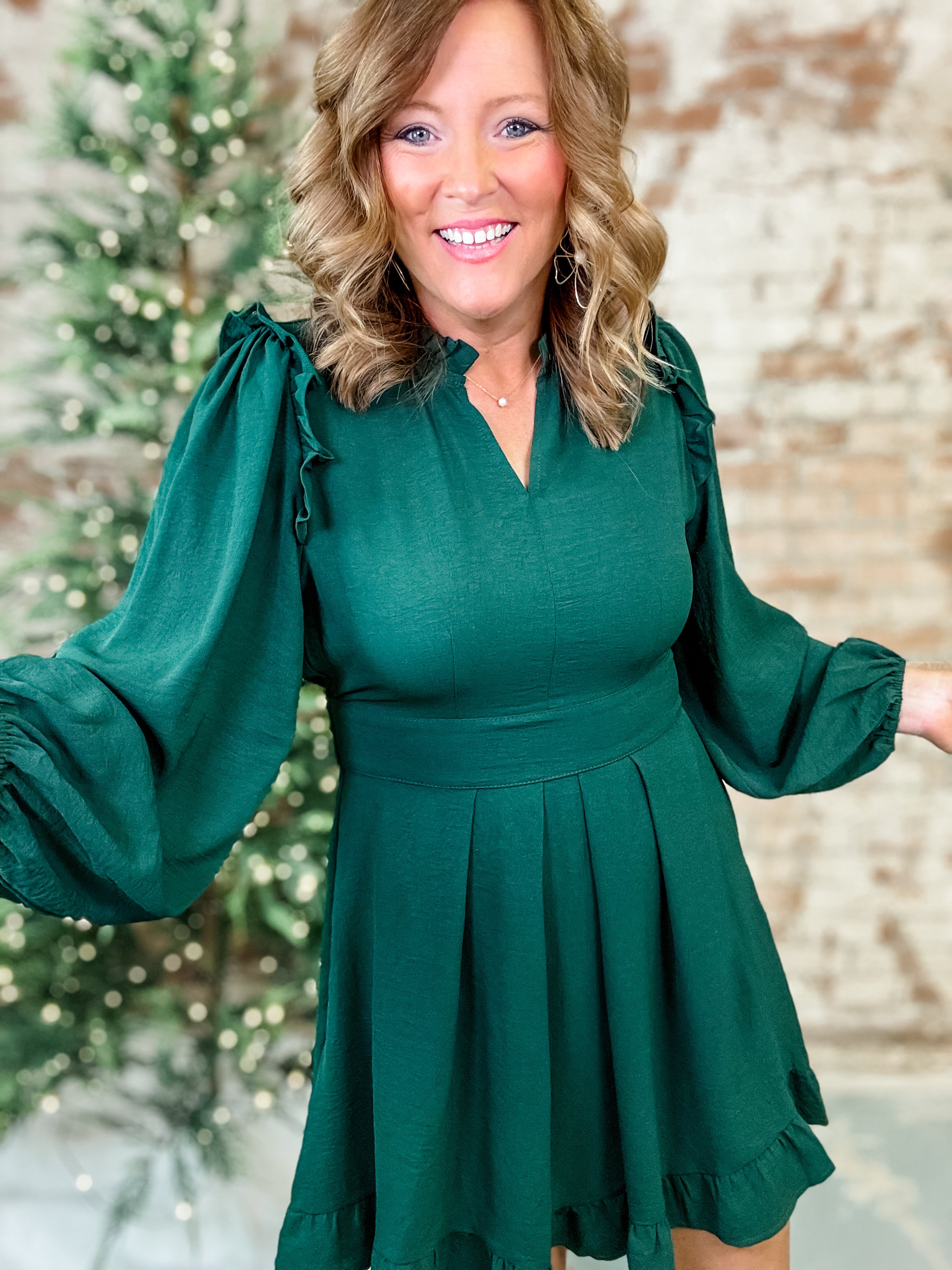 Evergreen Ruffle Dress