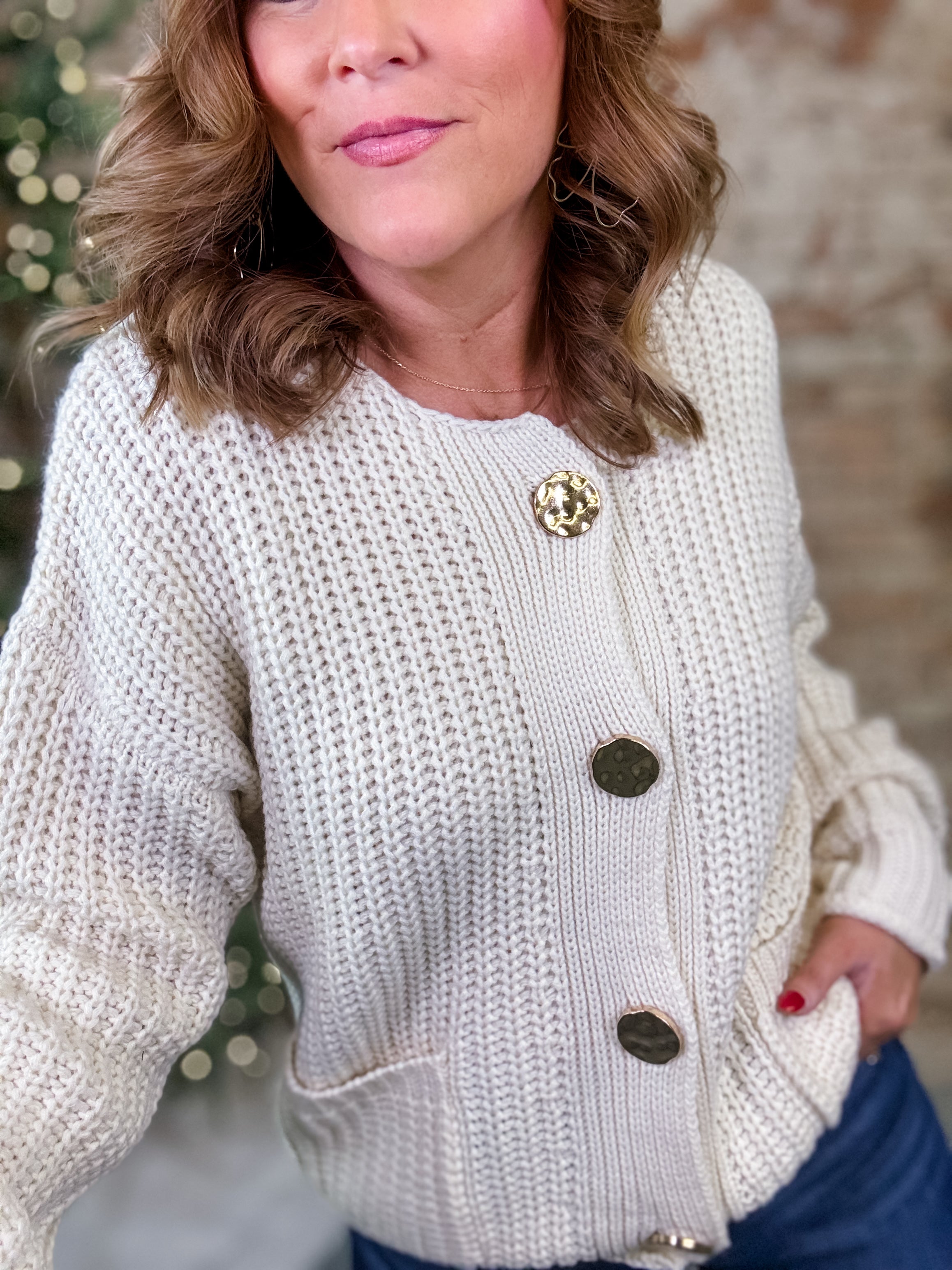 Ivory Button Sweater