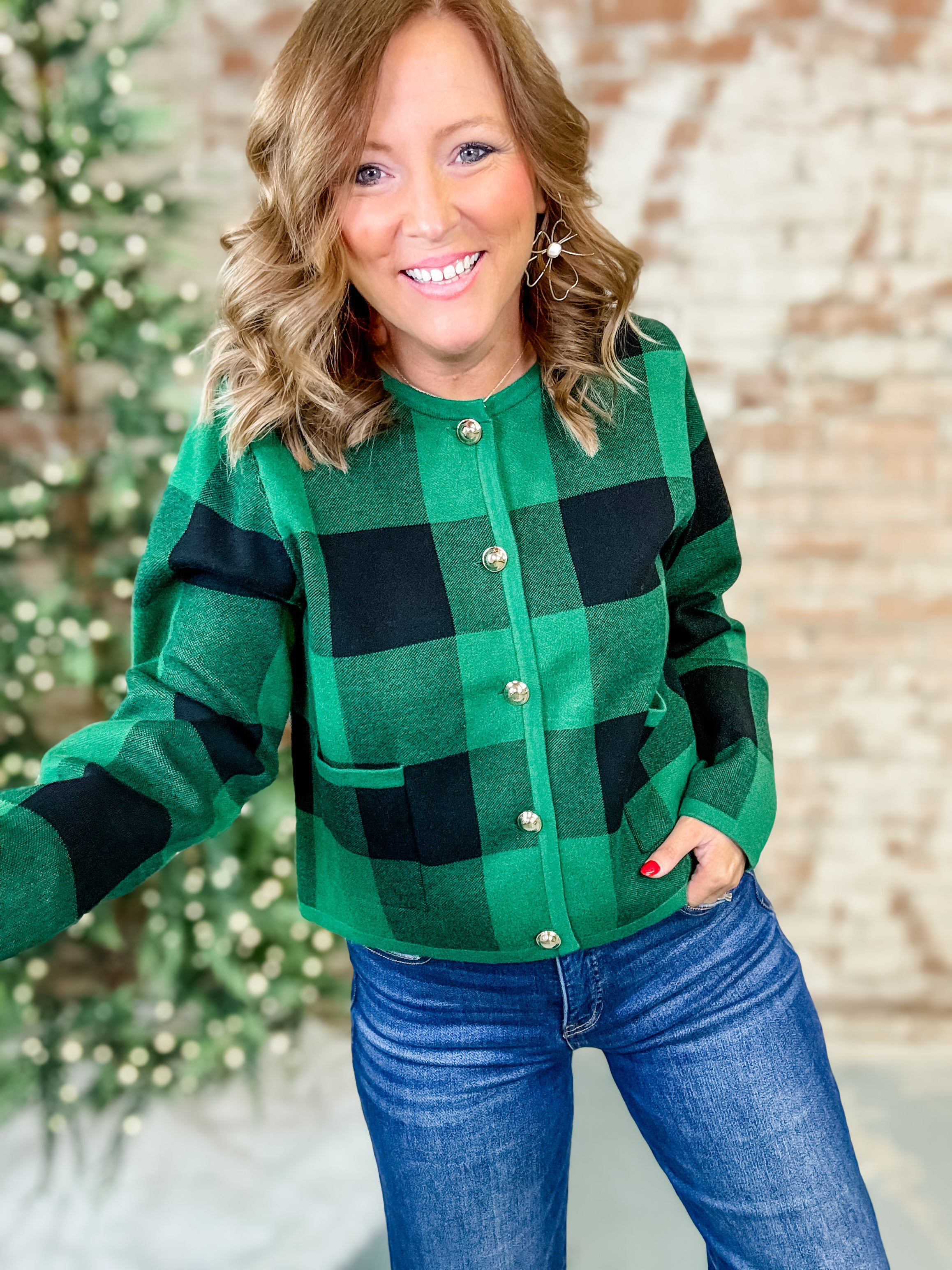 Wyndel Checkered Cardigan