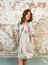 Lydia Embroidered Tiered Dress