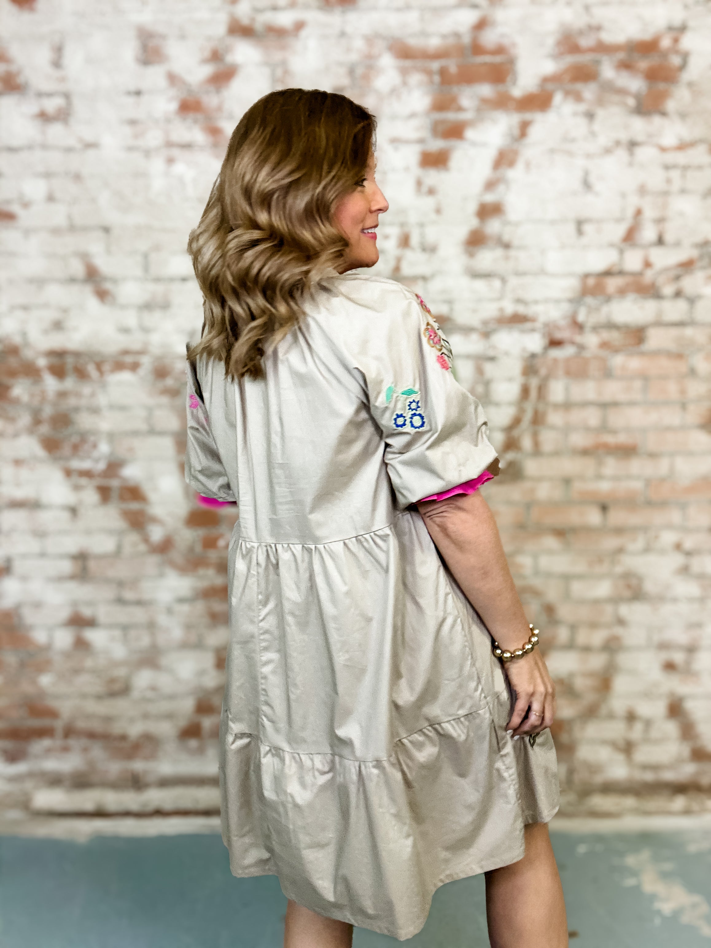 Lydia Embroidered Tiered Dress