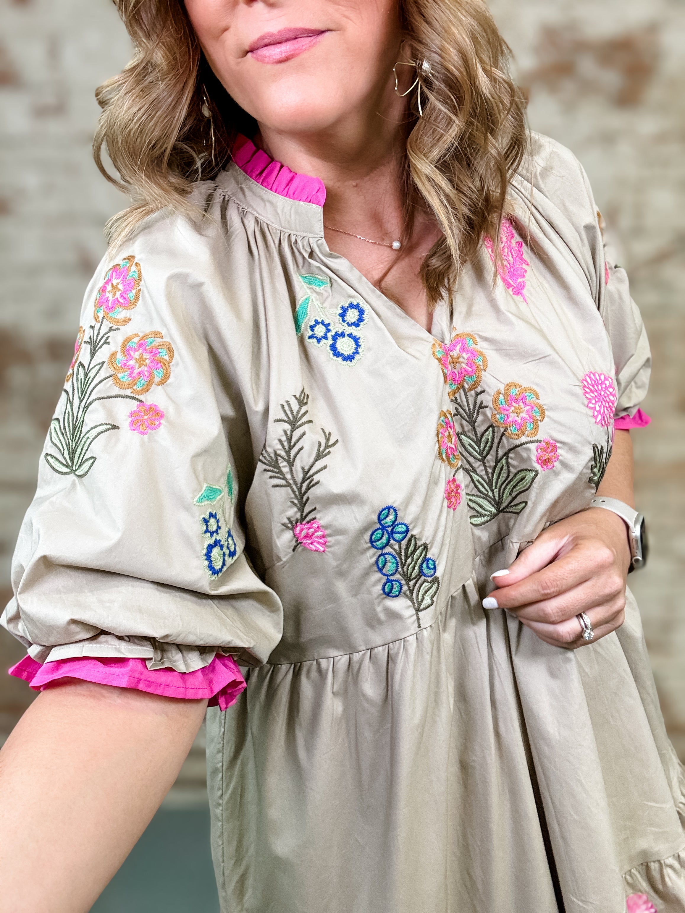 Lydia Embroidered Tiered Dress