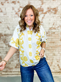 Tianna Smocked Collared Top